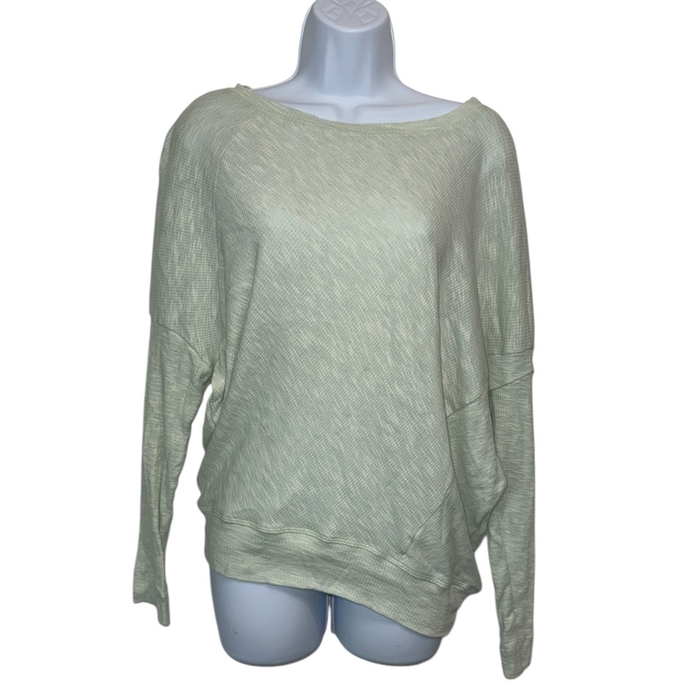 Anthropologie Womens XS Cropped Drop Dolman Sleeve Sweater Ribbed Light Green‎